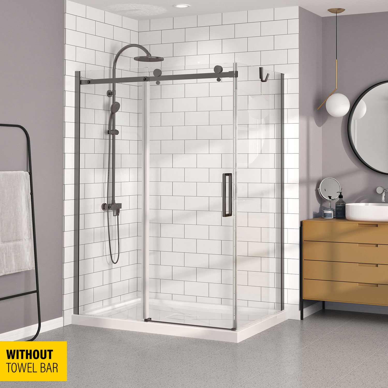 Shower base Slate 60 x 36, tile flange not installed, in black